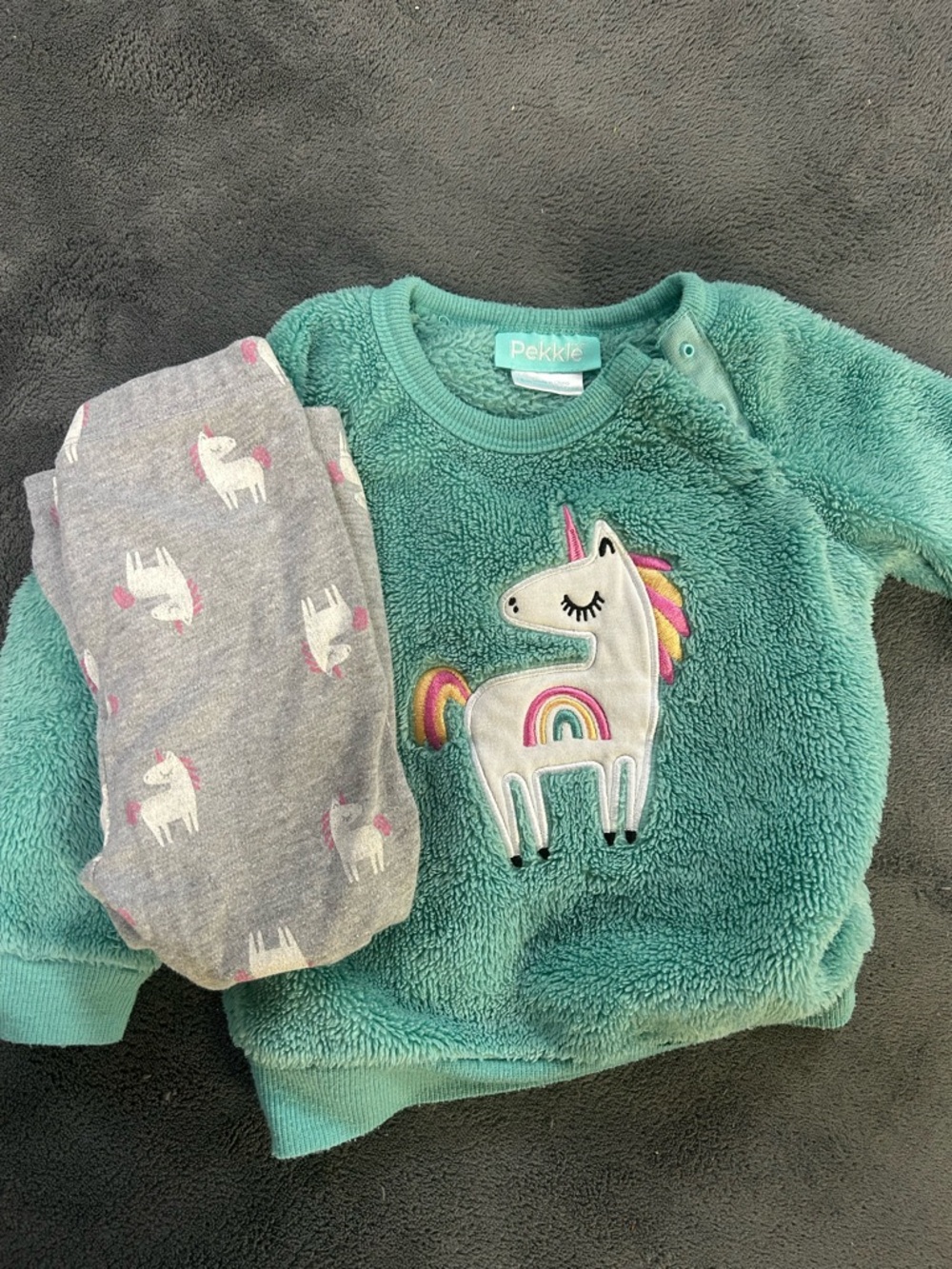Pekkle Teal Unicorn Matching Set